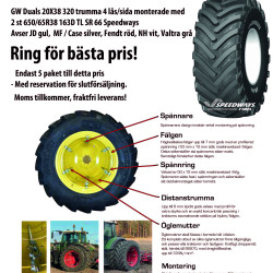 Dubbelmontage med Speedways däck  650/65R38 20x38 320 GW Duals  