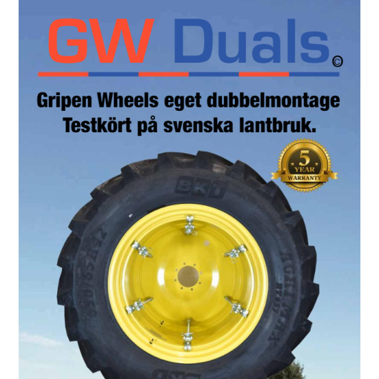 Dubbelmontage GW-Duals 16x38 305 trumma utan däck,JD-gul